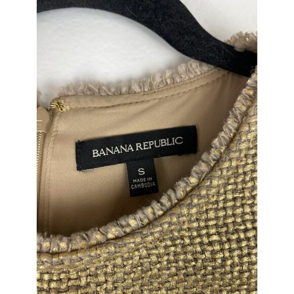 Banana Republic Womens Gold Blouse Size S Weave Textured Metallic Shell Top - Picture 3 of 8